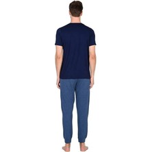 Jiber Lacivert Erkek Kısa Kollu Pijama Takımı