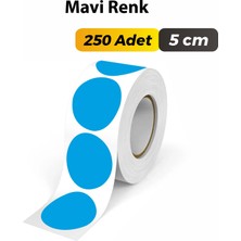 Sb Store Mavi Renkli Etiket Çok Amaçlı Yuvarlak Kesim Ambalaj Etiketi 5cm - 250 Adet