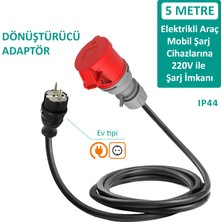 Bemis 5 Metre Dönüştürücü Adaptör. 380V Güç Kaynaklı Elektrikli Araç Şarj Cihazını 220V Dönüştürür