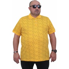 Starbattal Erkek Büyük Beden Polo Yaka Üçgen Baskılı Tişört 24450 Sarı