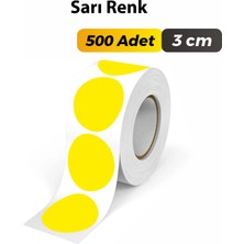 Sticker Design Sarı Renkli Etiket Çok Amaçlı Yuvarlak Kesim Ambalaj Etiketi 3cm - 500 Adet