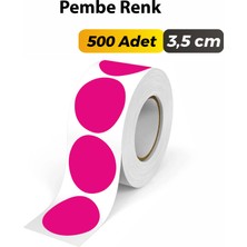 Sticker Design Pembe Renkli Etiket Çok Amaçlı Yuvarlak Kesim Ambalaj Etiketi 3,5cm - 500 Adet