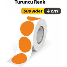 Sb Store Turuncu Renkli Etiket Çok Amaçlı Yuvarlak Kesim Ambalaj Etiketi 4cm - 500 Adet