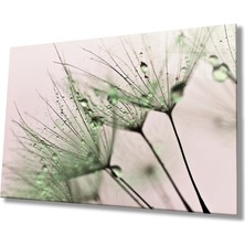 Rosyvien Yeşil Karahindiba Su Damlası Cam Tablo, Modern Şık Ev Ofis Duvar Dekoru, Hediyelik, Temperli Cam