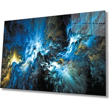 Rosyvien Mavi Kaos Soyut Cam Tablo, Modern ve Şık, Ev ve Ofis Duvar Dekoru, Hediyelik, Kırılmaz Temperli Cam