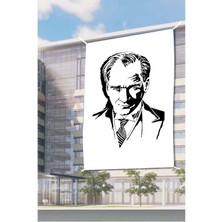 Oysal Bayrak Atatürk Kara Kalem Portre Raşel Dijital Baskı Bayrak 8 metre x 12 metre