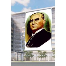 Oysal Bayrak Mustafa Kemal Atatürk Portre Raşel kumaş Dijital Baskı Bayrak 20 metre x 30metre