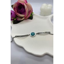 MH Store M-H Store Romen Rakamlı Mavi Taşlı Çelik Bileklik