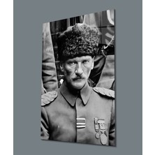 Rosyvien Mustafa Kemal Atatürk Portresi Cam Tablo, Siyah ve Beyaz, Ev Ofis Okul Hediyelik Duvar Dekoru