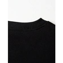 Softway Unisex Oversize Bisiklet Yaka Basic Düz Sweatshirt - Siyah