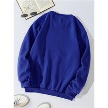 Softway Unisex Oversize Bisiklet Yaka Basic Düz Sweatshirt - Saks Mavisi