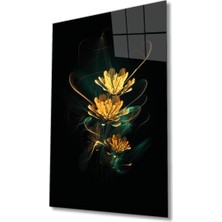 Rosyvien Parıltılı Çiçekler Soyut Cam Tablo, Ev Ofis Mutfak Duvar Dekoru, Hediyelik, Kırılmaz Temperli Cam