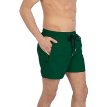Miami Beach Yeşil Su Itici Özellikli Düz Renk Basic Erkek Plaj Deniz Şort Mayo - 301-YEŞIL