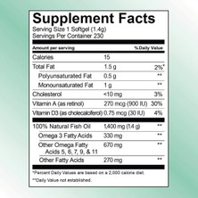 Kırkland Signature Wild Alaskan Fish Oil 1400 Mg 230 Softgels
