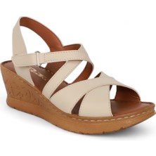 Konfores 2026-492075 Tam Anatomik Tabanlı Kadın Sandalet - NKT02026-BEJ-39