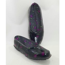 Ak Plastik Arısan Galoş Mor Desenli Günlük Bayan Lastik Mest Ayakkabı