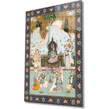 Rosyvien Eğlenen Kral Minyatürü Cam Tablo, Iran Fars Sanatı, Ev Ofis Duvar Dekoru, Hediyelik, Temperli Cam