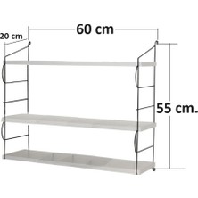 Almital Mobilya Aksesuarlari Kuroi Tana 3 Katlı Dekoratif Duvar Rafı Kitaplık