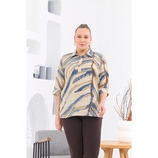 Büyük Beden Desenli Vizon Bluz