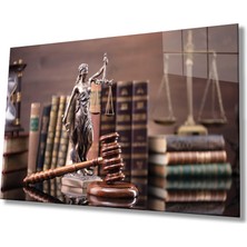 Rosyvien Themis Heykeli Cam Tablo, Avukat Savcı Hukuk Yargı Ofis Duvar Dekoru, Hediyelik, Temperli Cam