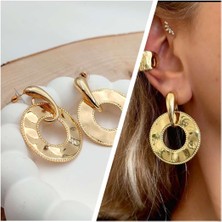 Rahshine Vintage Tasarım Sallantılı Plaka Küpe Gold Renk