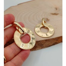 Rahshine Vintage Tasarım Sallantılı Plaka Küpe Gold Renk