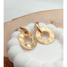 Rahshine Vintage Tasarım Sallantılı Plaka Küpe Gold Renk