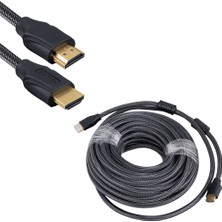 Ayt Fully G-507D HDMI Kablosu 10 Metre Uydu Pc Bilgisayar Görüntü Kablosu Gold Uçlu Örgülü