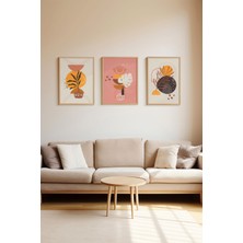Artavessa Gerçek Ahşap Çerçeveli 3 Parça 3D Poster Tablo Seti