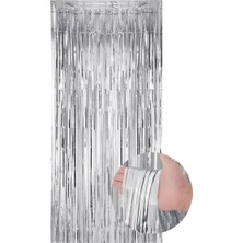 Parti Adresi Metalize Parti Perdesi Kapı ve Fon Perdesi Gümüş 90X240