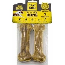 Delibon Deri Pres Kemik Köpek Ödülü Small Naturel 12 cm 2 Adet