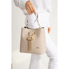Just Polo Taş Monogram Baskılı Uzun Askılı 3 Bölmeli Kadın El ve Omuz Çantası PBU5602