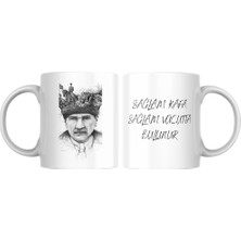 Atelier Bap Özel Üretim Çift Yönlü Atatürk (Sağlam Kafa Sağlam Vücutta Bulunur) Baskılı KUPA 300ML TEKLI