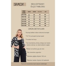 Sea Moda Büyük Beden Truvakar Kol Yırtmaçlı Siyah Beyaz Desenli Viskon Konfor Ceket