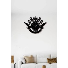 Ensa Design Kuğu Motifli Ahşap Duvar Saati - Kuğulu Duvar Saati - Salon Modern Duvar Saati 50X38CM