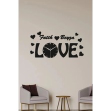 Ensa Design Love Yazılı Isme Özel Ahşap Duvar Saati, Kişiye Özel Duvar Saati, Kişileştirilebilir Saat