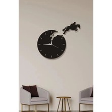 Ensa Design At ve Jokey Figürlü Ahşap Duvar Saati Ganyan Duvar Saati 60X40CM