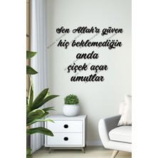 Ensa Design Sen Allah'a Güven Duvar Dekoru Ahşap Duvar Dekorasyon Yazısı 150CM x 60CM