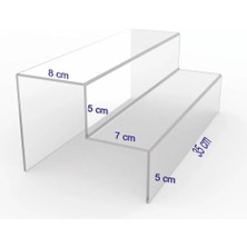 Nisba Ticaret Pleksi Stand 3 mm Pleksi Şeffaf Merdiven Sergileme Standı (2 Basamak En 40 Cm) Akrilik