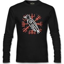 Lord T-Shirt Viking Logo - Karga Siyah Erkek Sweatshirt