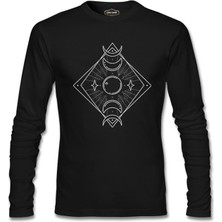 Lord T-Shirt Phases Of The Moon On A Geometrical Background Siyah Erkek Sweatshirt