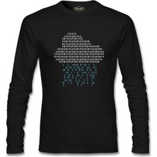 Lord T-Shirt Cloud With Binary Code Numbers Siyah Erkek Sweatshirt