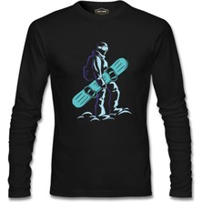 Lord T-Shirt Man Holding Snowboard Siyah Erkek Sweatshirt