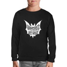 Lord T-Shirt Cadılar Bayramı - Vampir Gece Partisi Siyah Çocuk Sweatshirt