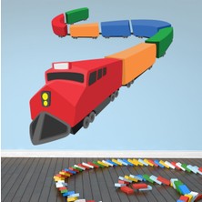 Jeronkarji Kırmızı ve Turuncu Tren Dekoratif Duvar Sticker Çıkartma Bebek Çocuk Odası