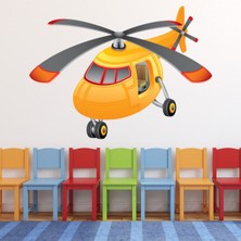 Jeronkarji Sarı Helikopter Dekoratif Duvar Sticker Çıkartma Bebek Çocuk Odası