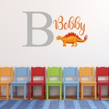 Jeronkarji Kişiye Özel Isim ve Harfli Stegosaurus Dekoratif Duvar Sticker Çıkartması Bebek Çocuk Odası