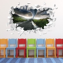 Jeronkarji Kasırga Beyaz Tuğla 3D Delikli Dekoratif Duvar Sticker Çıkartması Bebek Çocuk Odası