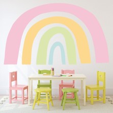 Jeronkarji Pembe, Turuncu, Yeşil Gökkuşağı Dekoratif Duvar Sticker Çıkartması Bebek Çocuk Odası