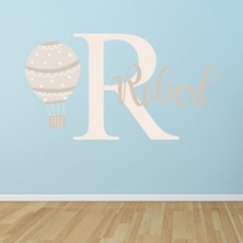 Jeronkarji Kişiye Özel Isim ve Harfli Sıcak Hava Balonu Dekoratif Duvar Sticker Çıkartması Bebek Çocuk Odası